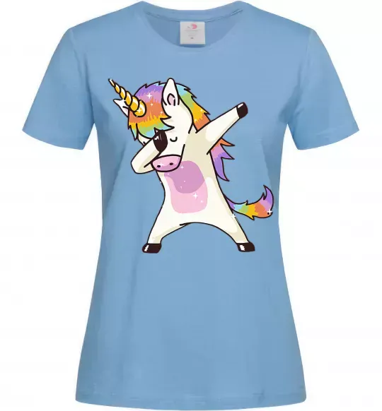 Женская футболка Dabbing unicorn with star Голубой фото