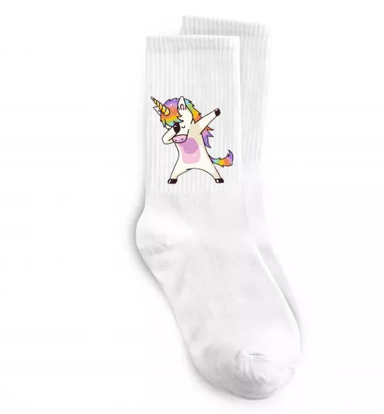 Шкарпетки Dabbing unicorn with star Білий фото