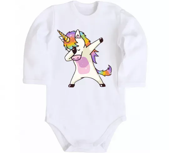 Дитячий бодік Dabbing unicorn with star Білий фото