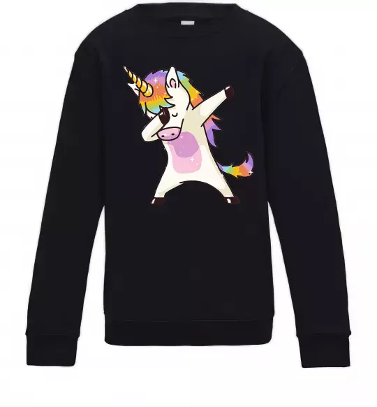 Дитячий світшот Dabbing unicorn with star Чорний фото