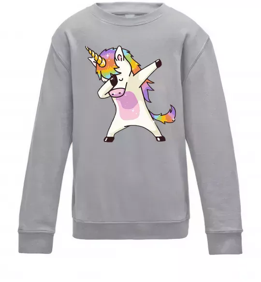 Дитячий світшот Dabbing unicorn with star Сірий меланж фото