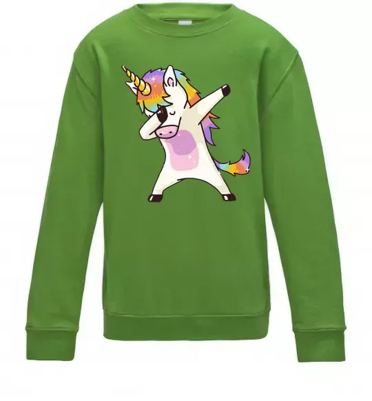 Дитячий світшот Dabbing unicorn with star Лаймовий фото