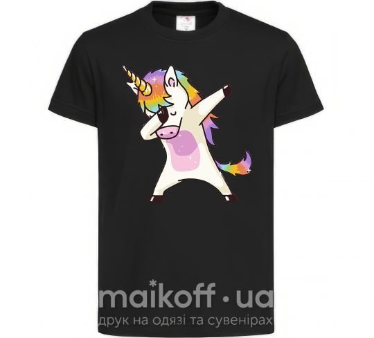 Дитяча футболка Dabbing unicorn with star Чорний фото