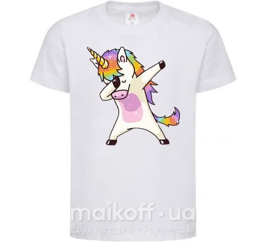 Детская футболка Dabbing unicorn with star Белый фото