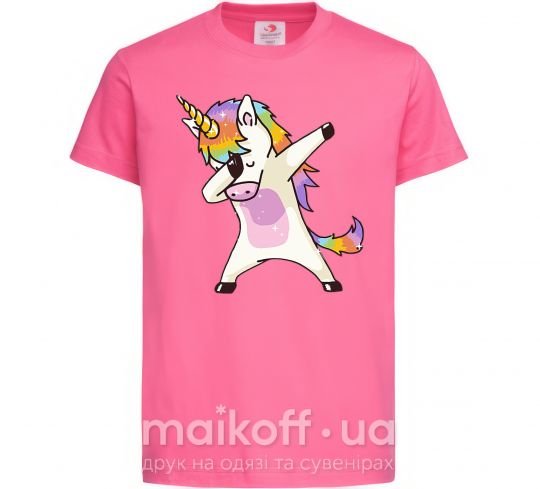 Дитяча футболка Dabbing unicorn with star Яскраво-рожевий фото
