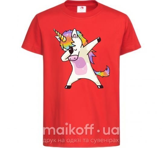Детская футболка Dabbing unicorn with star Красный фото