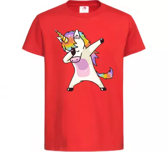Дитяча футболка Dabbing unicorn with star Червоний фото