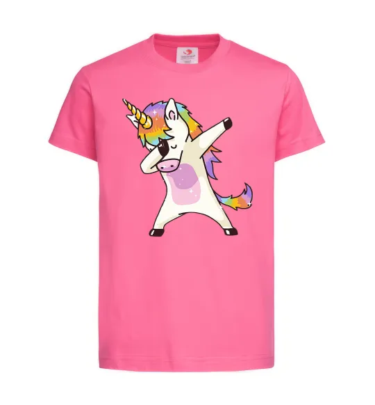 Дитяча футболка Dabbing unicorn with star Яскраво-рожевий фото