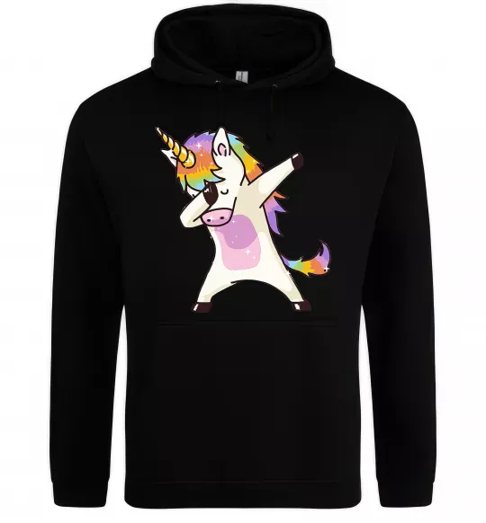 Мужская толстовка (худи) Dabbing unicorn with star Черный фото