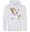 Мужская толстовка (худи) Dabbing unicorn with star Серый меланж фото