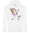 Женская толстовка (худи) Dabbing unicorn with star Белый фото