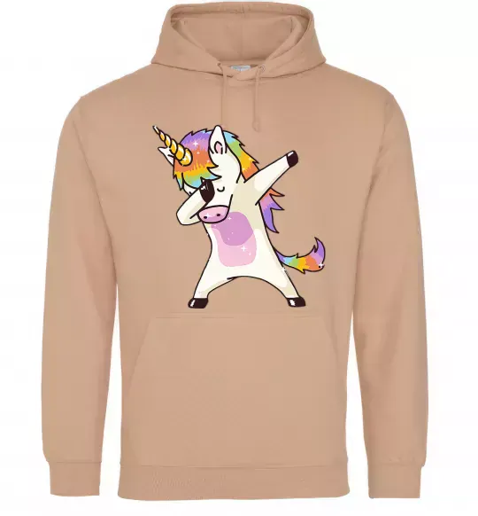Женская толстовка (худи) Dabbing unicorn with star Песочный фото