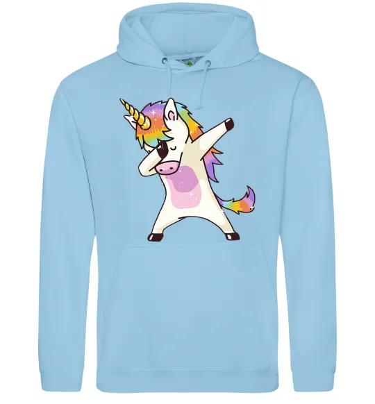 Женская толстовка (худи) Dabbing unicorn with star Голубой фото