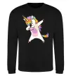 Світшот Dabbing unicorn with star Чорний фото