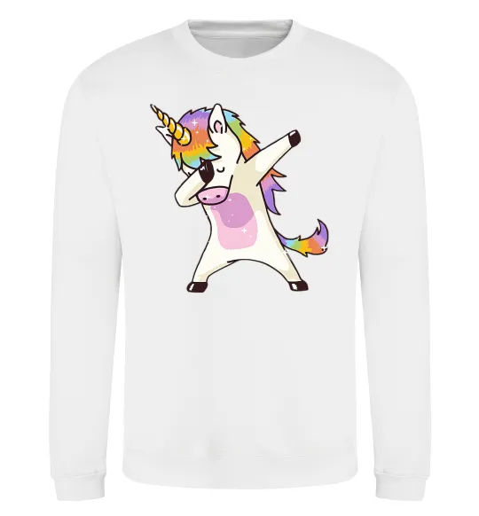 Світшот Dabbing unicorn with star Білий фото