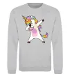 Світшот Dabbing unicorn with star Сірий меланж фото