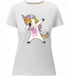 Жіноча преміум футболка Dabbing unicorn with star Білий фото