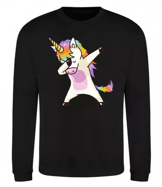 Світшот Dabbing unicorn with star Чорний фото