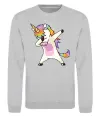 Світшот Dabbing unicorn with star Сірий меланж фото