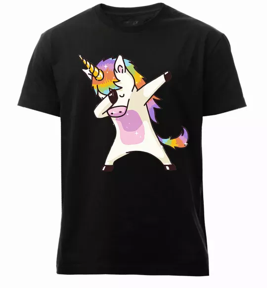 Мужская премиум футболка Dabbing unicorn with star Черный фото