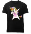 Мужская премиум футболка Dabbing unicorn with star Черный фото