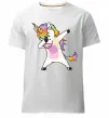 Мужская премиум футболка Dabbing unicorn with star Белый фото