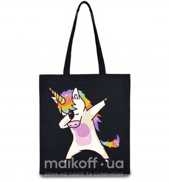 Еко-сумка Dabbing unicorn with star Чорний фото