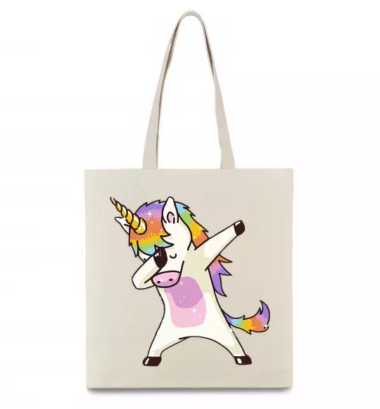 Эко-сумка Dabbing unicorn with star Бежевый фото