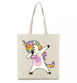 Эко-сумка Одноріг з зіркою Бежевый фото