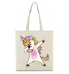 Эко-сумка Dabbing unicorn with star Бежевый фото