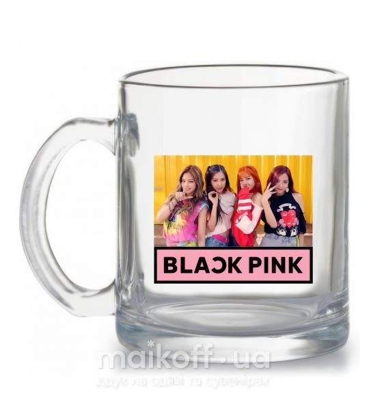 Чашка стеклянная Black Pink Прозрачный фото
