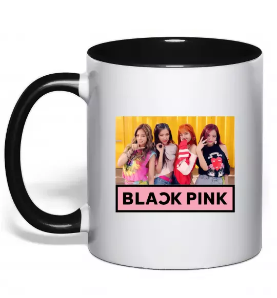 Чашка з кольоровою ручкою Black Pink Чорний фото