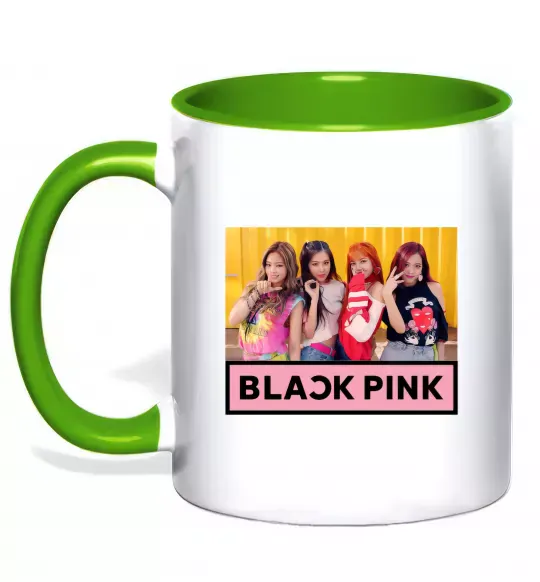 Чашка з кольоровою ручкою Black Pink Зелений фото