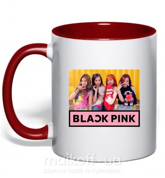 Чашка з кольоровою ручкою Black Pink Червоний фото