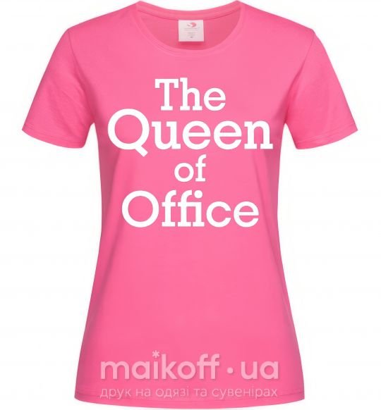 Жіноча футболка The Queen of office Яскраво-рожевий фото
