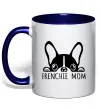 Чашка с цветной ручкой Frenchie mom Глубокий темно-синий фото