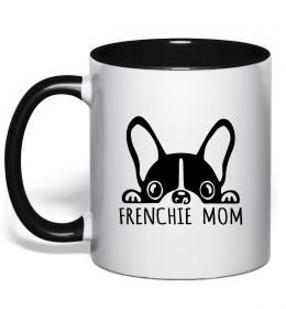 Чашка с цветной ручкой Frenchie mom