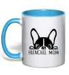 Чашка с цветной ручкой Frenchie mom Голубой фото