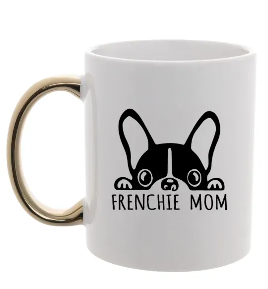 Чашка с цветной ручкой Frenchie mom Золото фото
