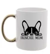 Чашка с цветной ручкой Frenchie mom Золото фото