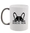 Чашка с цветной ручкой Frenchie mom Серебро фото