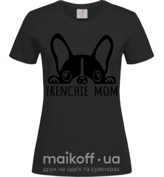 Жіноча футболка Frenchie mom Чорний фото