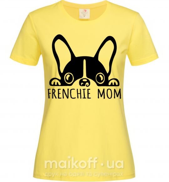Жіноча футболка Frenchie mom Лимонний фото