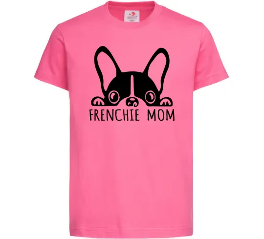 Детская футболка Frenchie mom Ярко-розовый фото