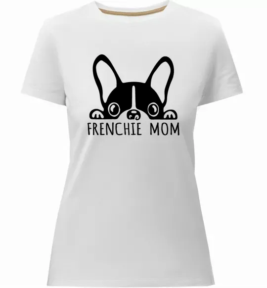 Жіноча преміум футболка Frenchie mom Білий фото