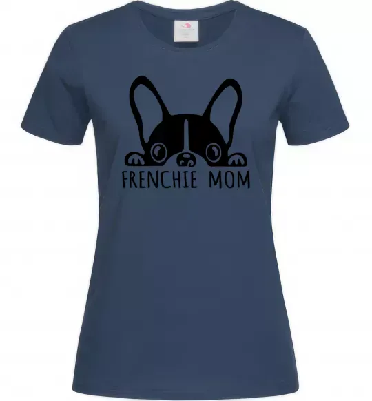 Жіноча футболка Frenchie mom Темно-синій фото