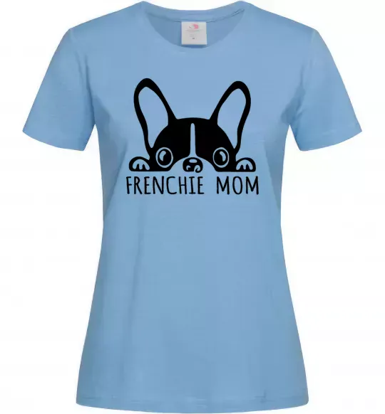 Жіноча футболка Frenchie mom Блакитний фото