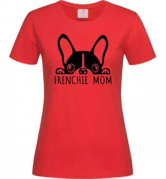 Жіноча футболка Frenchie mom Червоний фото