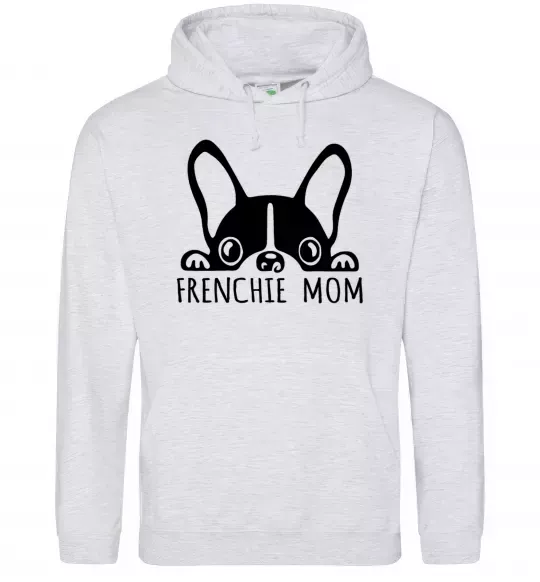 Женская толстовка (худи) Frenchie mom Серый меланж фото