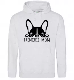 Женская толстовка (худи) Frenchie mom Серый меланж фото